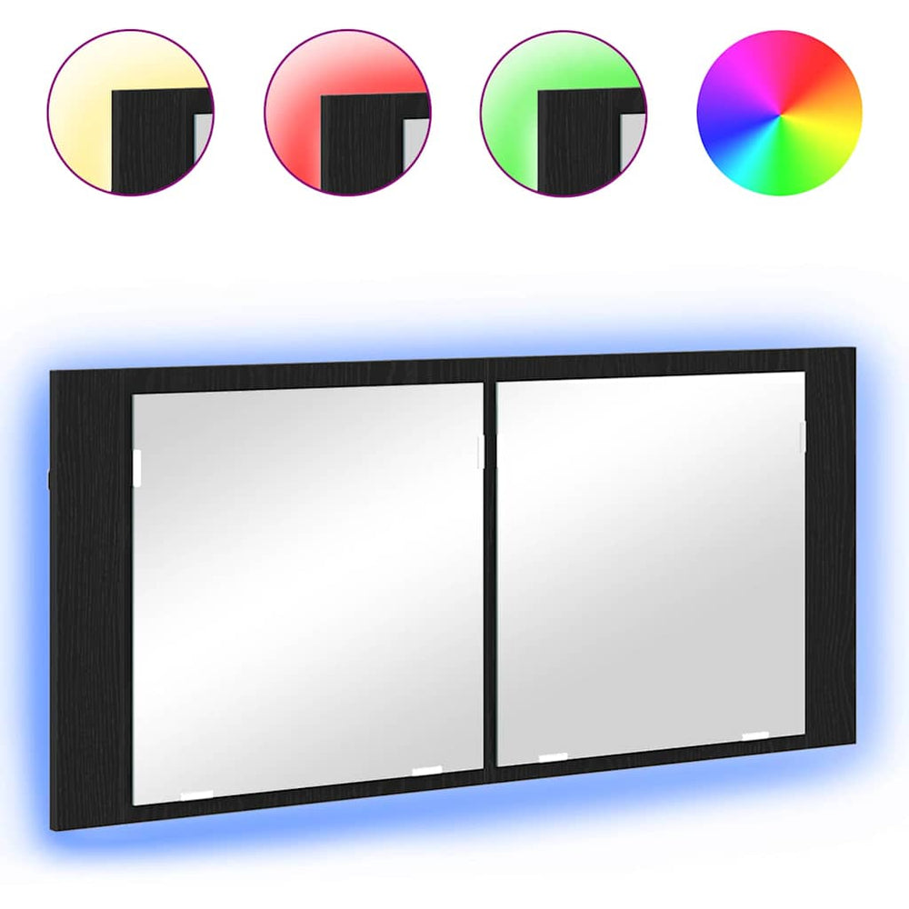 LED Spiegelschrank Schwarz Eiche 100cm