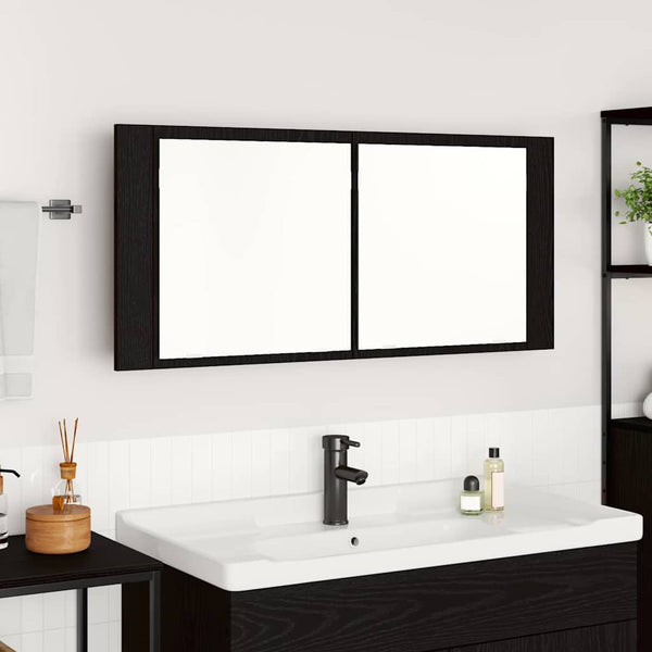 LED Spiegelschrank Schwarz Eiche 100cm