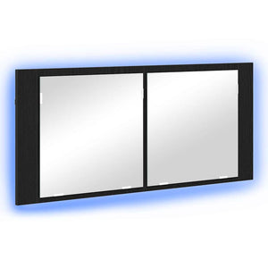 LED Spiegelschrank Schwarz Eiche 100cm