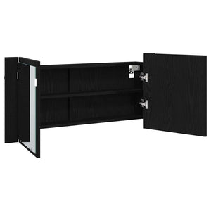 LED Spiegelschrank Schwarz Eiche 100cm
