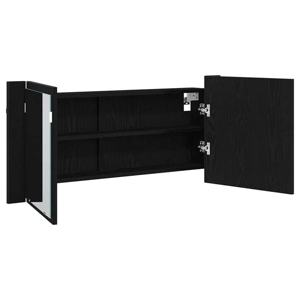 LED Spiegelschrank Schwarz Eiche 100cm
