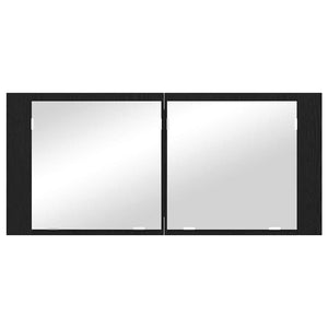 LED Spiegelschrank Schwarz Eiche 100cm