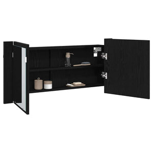 LED Spiegelschrank Schwarz Eiche 100cm