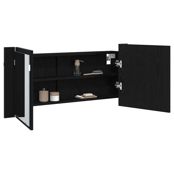 LED Spiegelschrank Schwarz Eiche 100cm