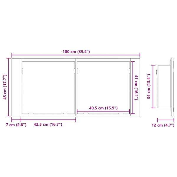 LED Spiegelschrank Schwarz Eiche 100cm