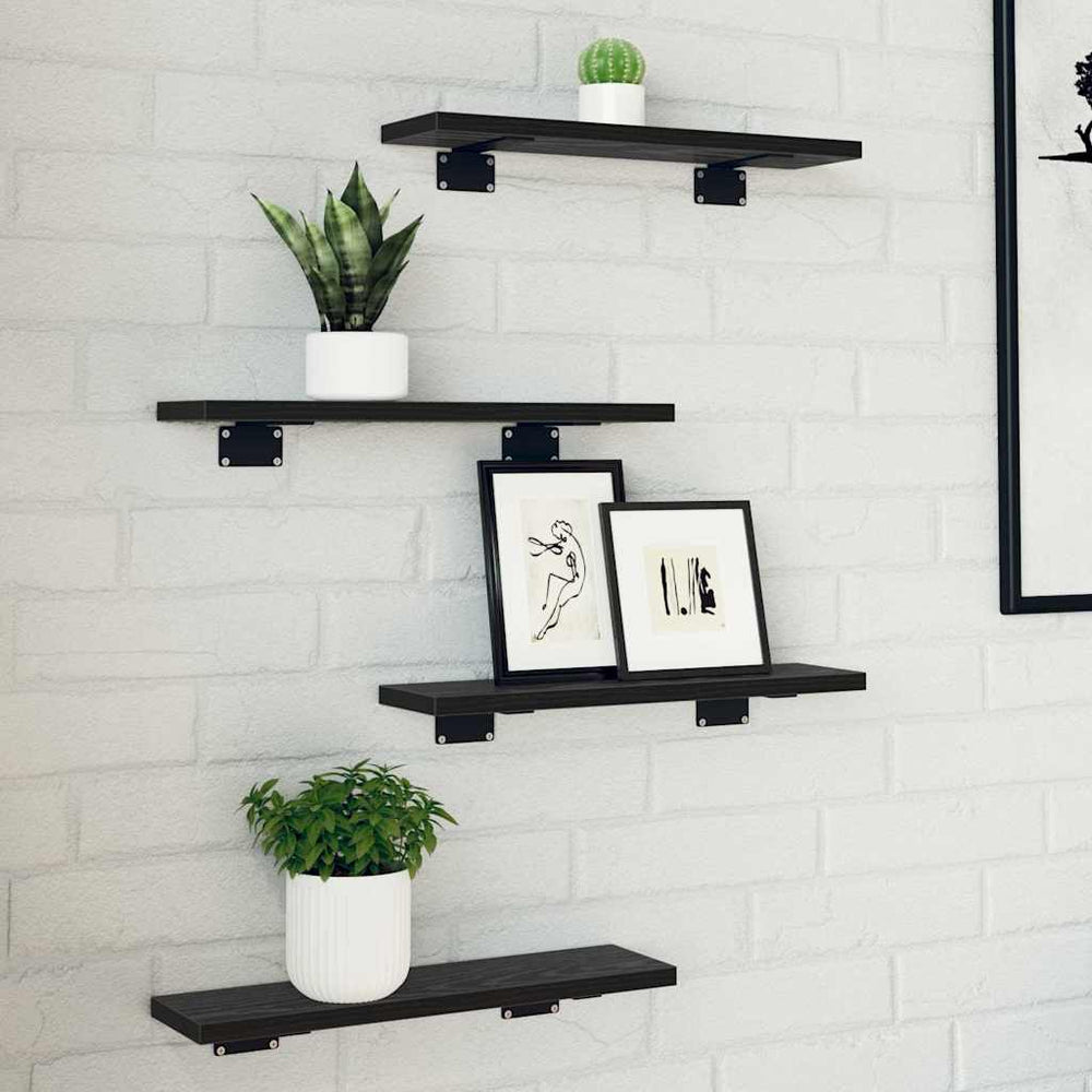 Regalbrett Schwarz 4er Set 40cm