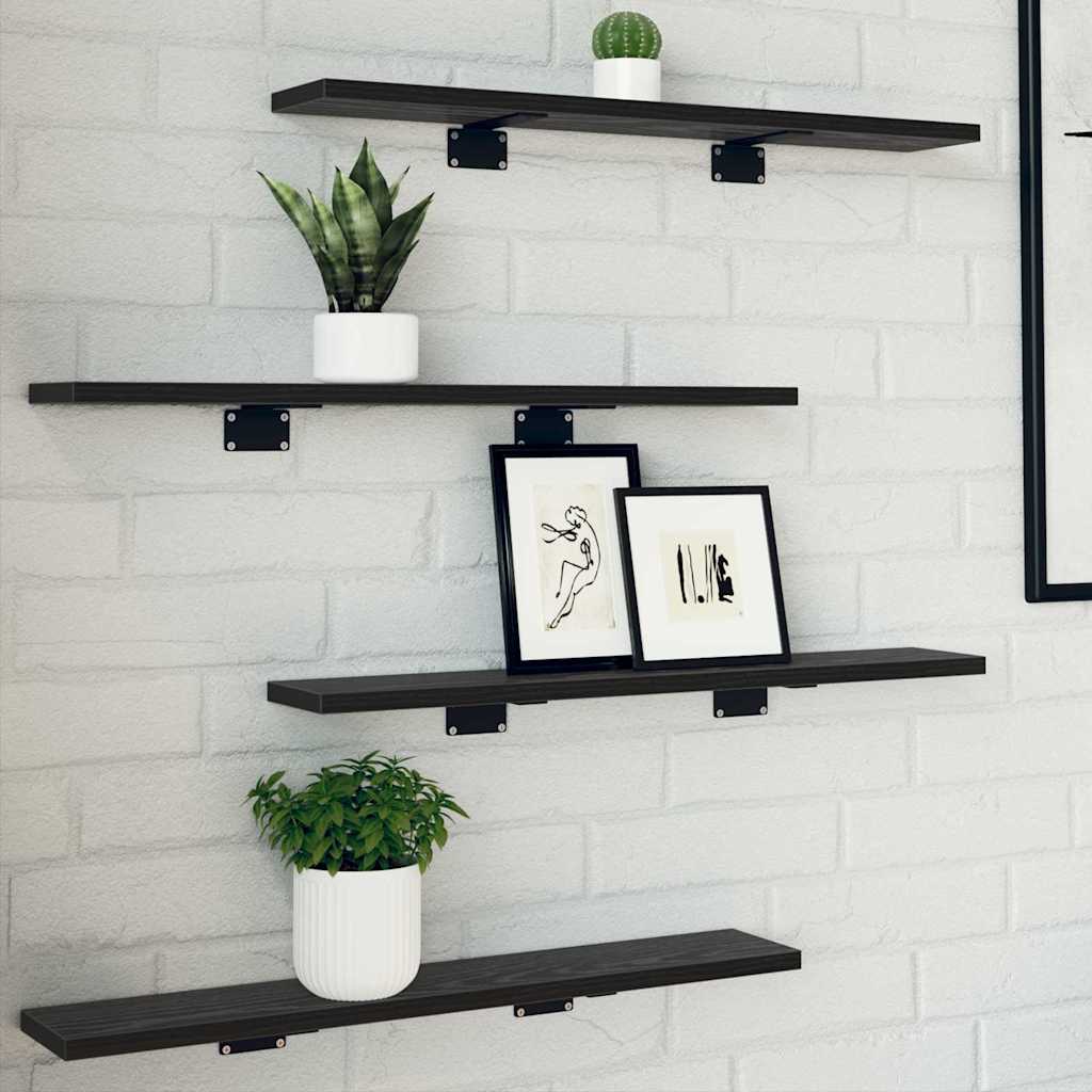 Regalbrett Schwarz 60 cm 4er-Set