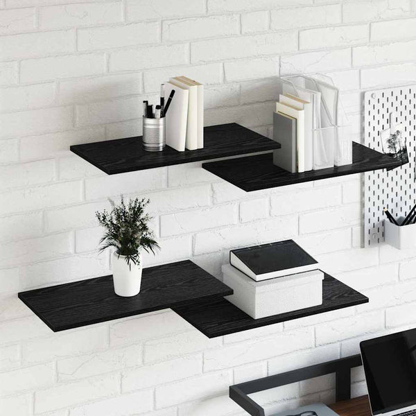 Schwarzes Regalbrett 4er Set 60x30 cm
