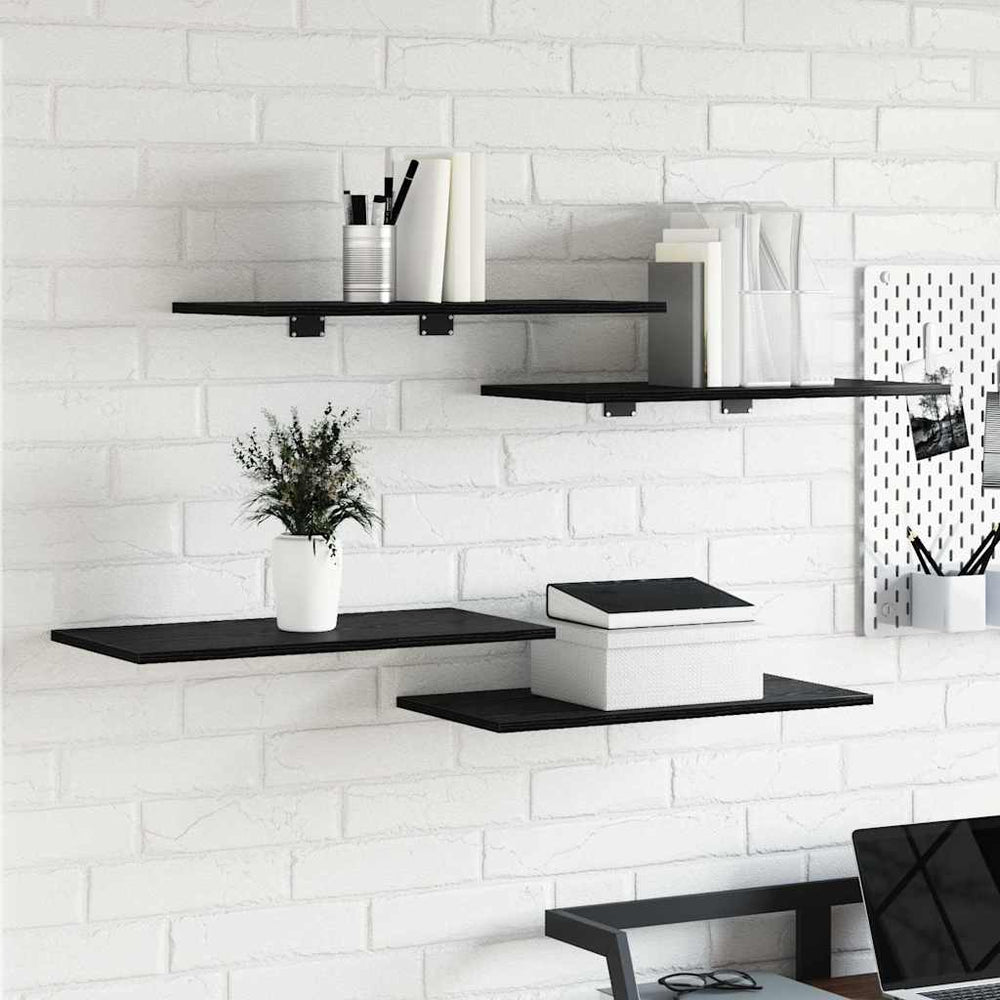 Schwarzes Regalbrett 4er Set 60x30 cm