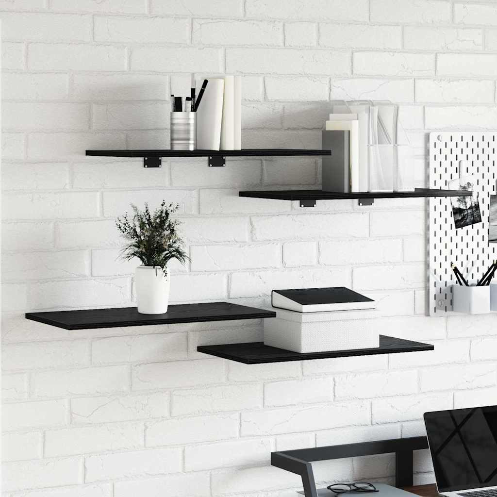 Schwarzes Regalbrett 4er Set 60x30 cm