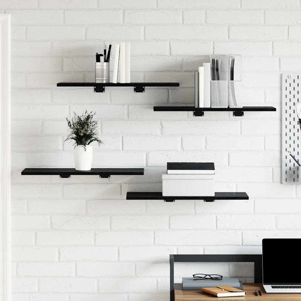 Schwarzes Regalbrett 4er Set 60x30 cm