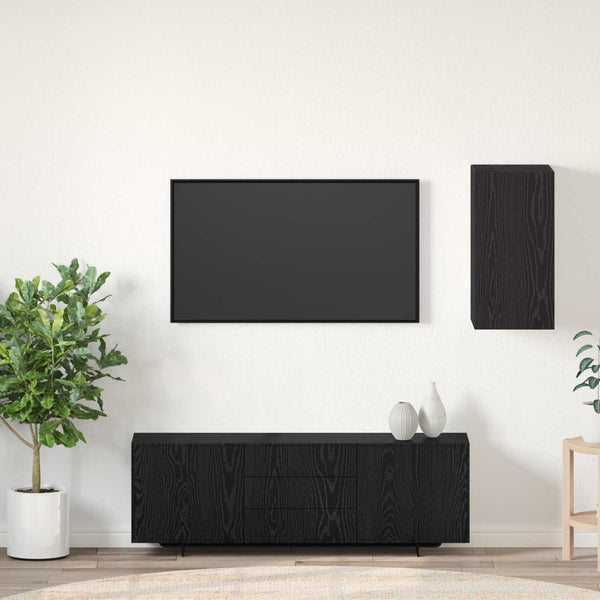Wand-TV-Schrank Schwarz Eichen-Optik 60 cm