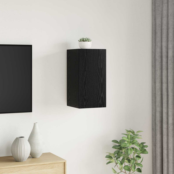 Wand-TV-Schrank Schwarz Eichen-Optik 60 cm