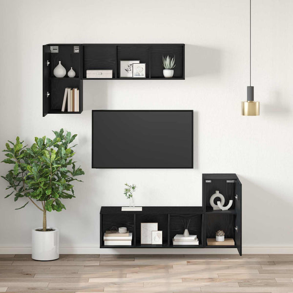 Wand-TV-Schrank Schwarz Eichen-Optik 60 cm