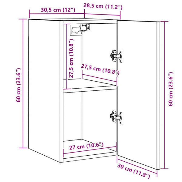 Wand-TV-Schrank Schwarz Eichen-Optik 60 cm