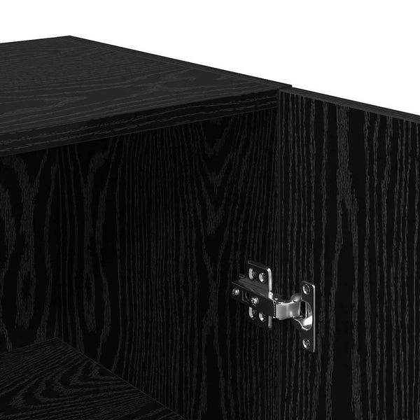 Wand TV-Schrank Set Schwarz Eichenoptik