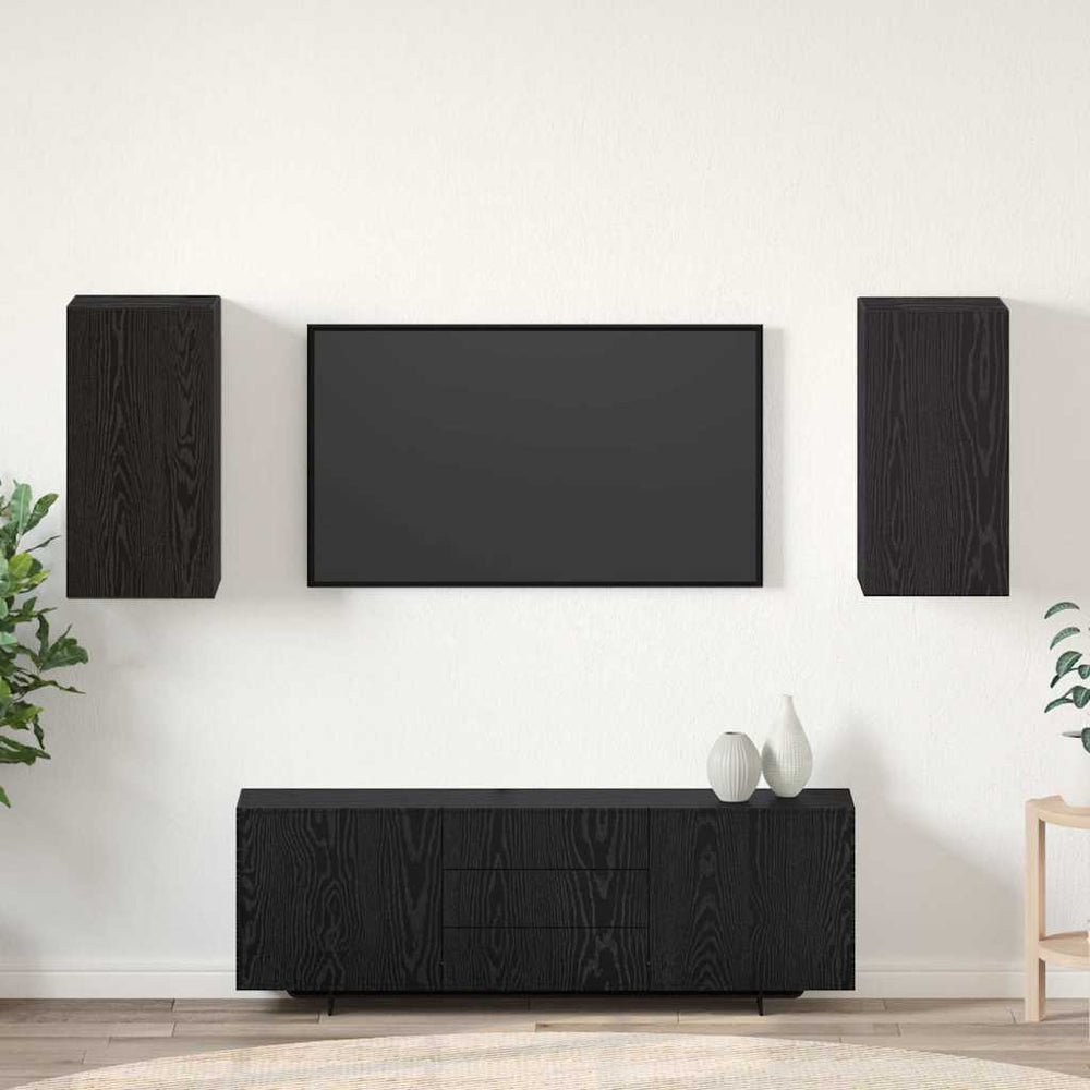 vidaXL Meuble TV mural 2 pcs Noir aspect chêne 30,5 x 30 x 60 cm
