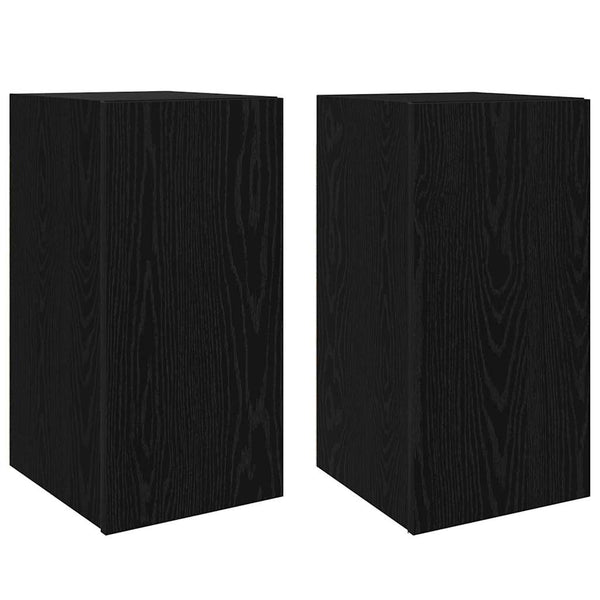 Wand TV-Schrank Set Schwarz Eichenoptik