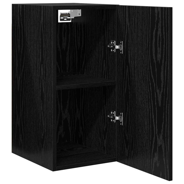 Wand TV-Schrank Set Schwarz Eichenoptik