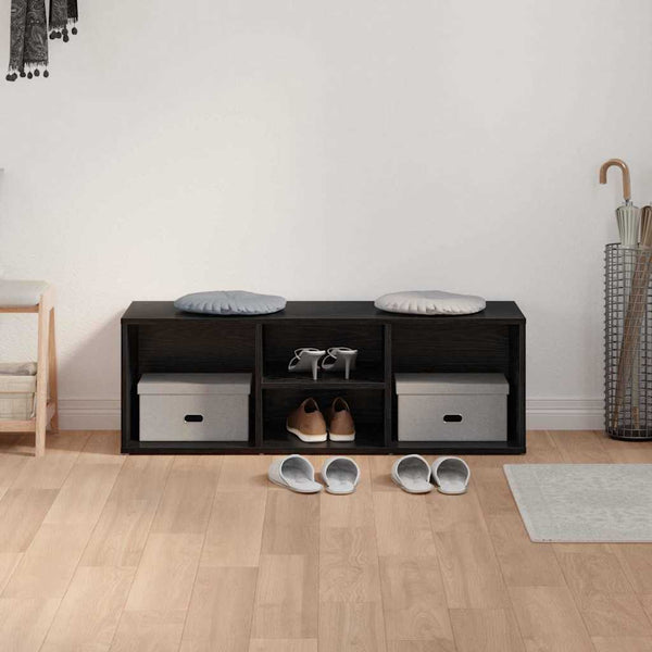 Schuhbank Schwarz Eichenoptik mit Sitzfläche