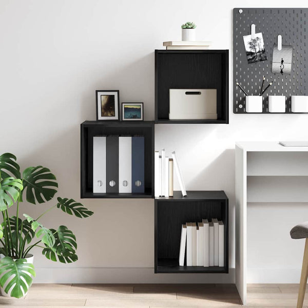 Wandschrank Schwarz Eiche 37x37 cm