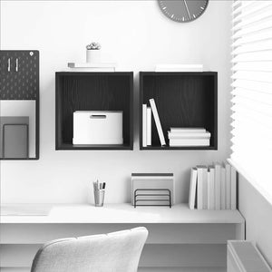Wandschrank 2er Set Schwarz Eiche 37x37x37 cm