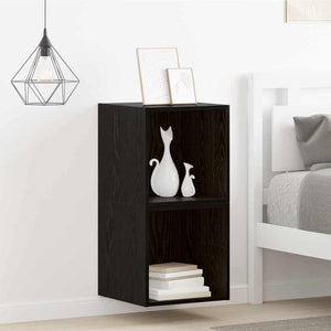 Wandschrank 2er Set Schwarz Eiche 37x37x37 cm