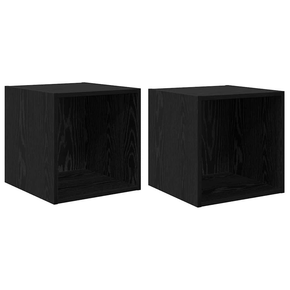 Wandschrank 2er Set Schwarz Eiche 37x37x37 cm