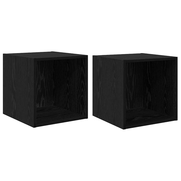 Wandschrank 2er Set Schwarz Eiche 37x37x37 cm