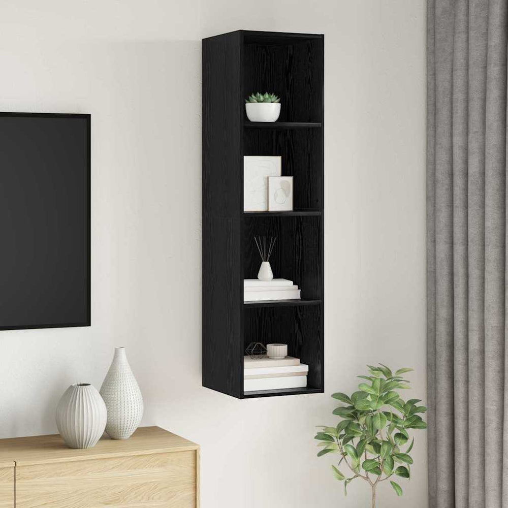 TV-Schrank Set Schwarz Eichen-Optik