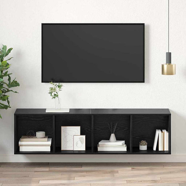 TV-Schrank Set Schwarz Eichen-Optik
