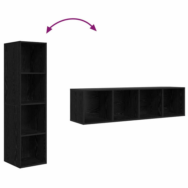 TV-Schrank Set Schwarz Eichen-Optik