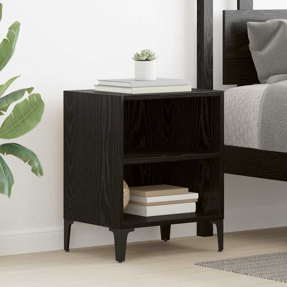 vidaXL Bedside Cabinet Black Oak Look 40 x 30 x 50 cm Engineered Wood