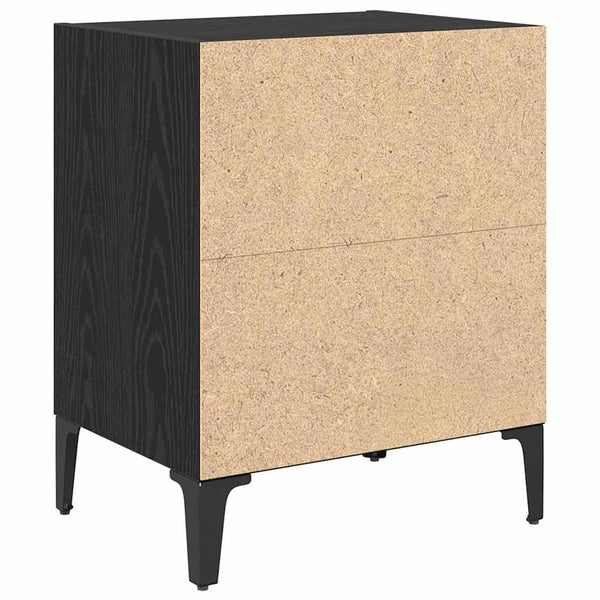 Schwarzer Nachttisch Eichenoptik 40x30x50 cm