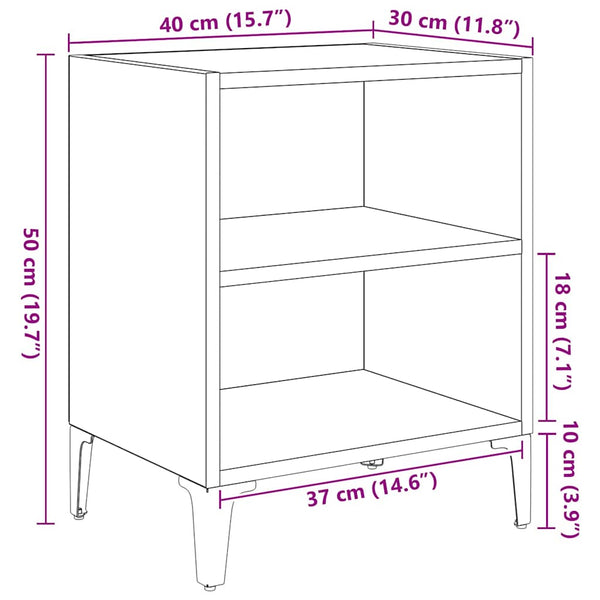 Schwarzer Nachttisch Eichenoptik 40x30x50 cm