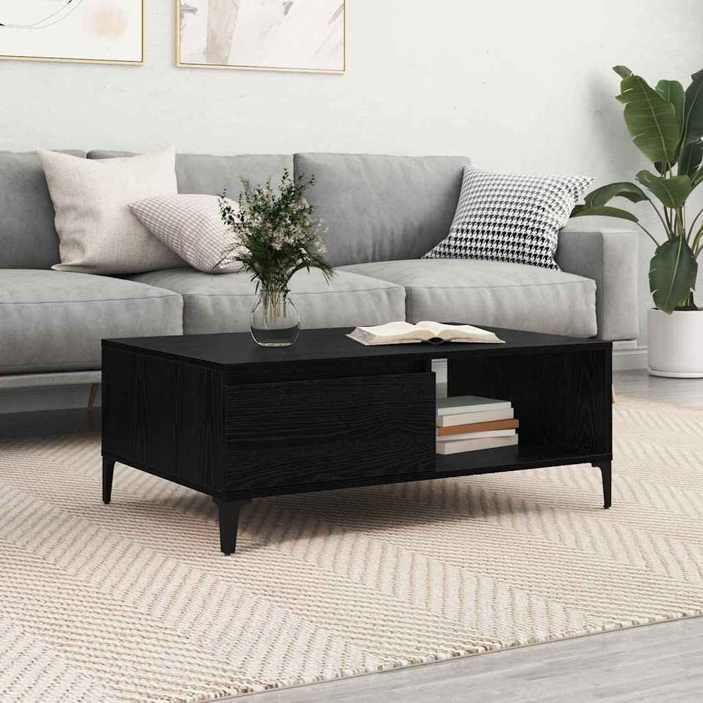 Couchtisch Schwarz Eichenoptik 90x60 cm
