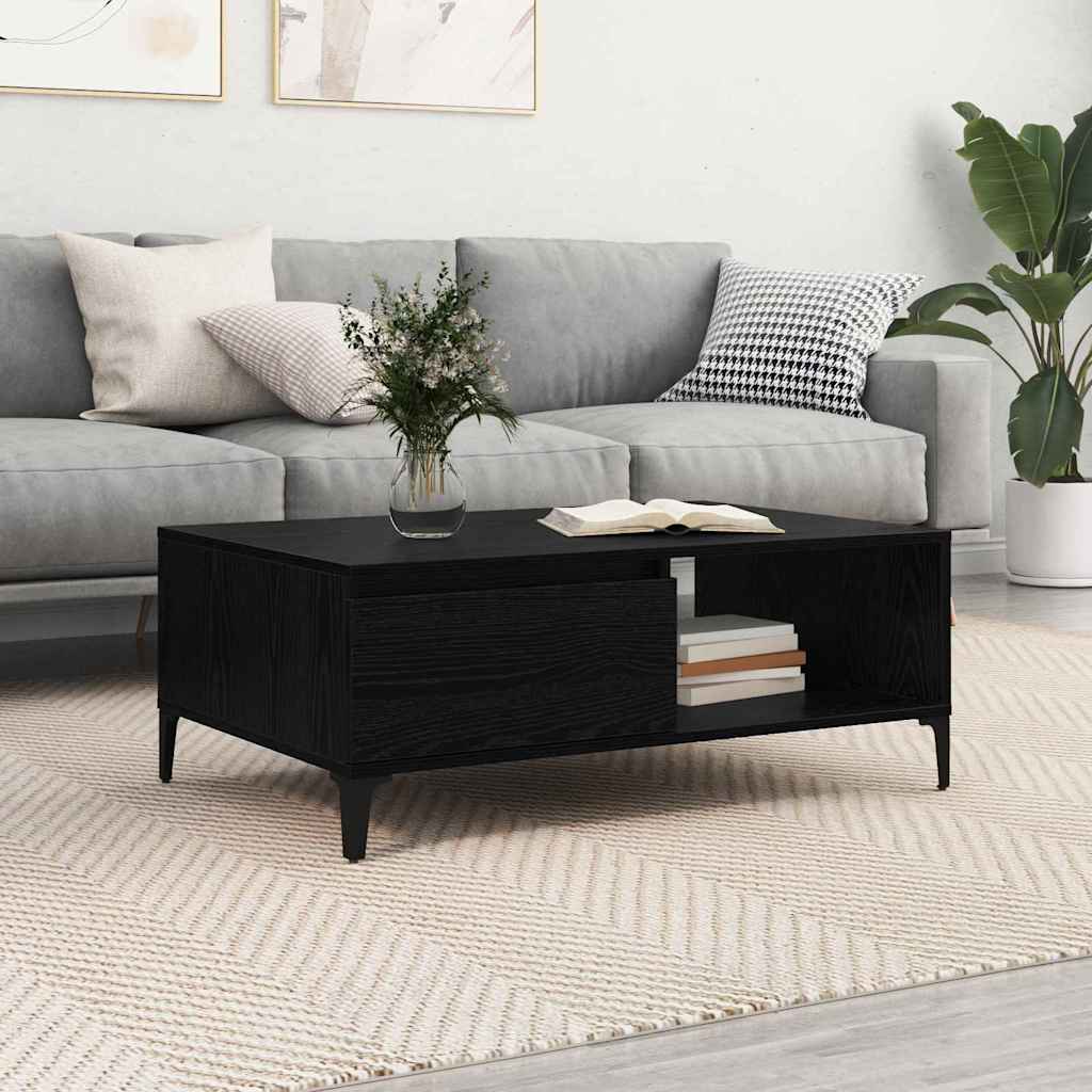 Couchtisch Schwarz Eichenoptik 90x60 cm
