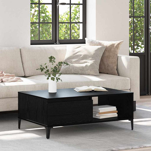Couchtisch Schwarz Eichenoptik 90x60 cm