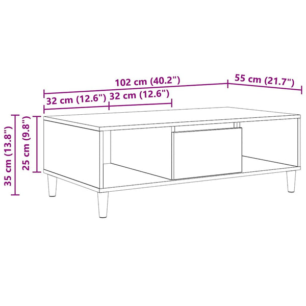 Couchtisch Schwarz Eichenoptik 102x55 cm
