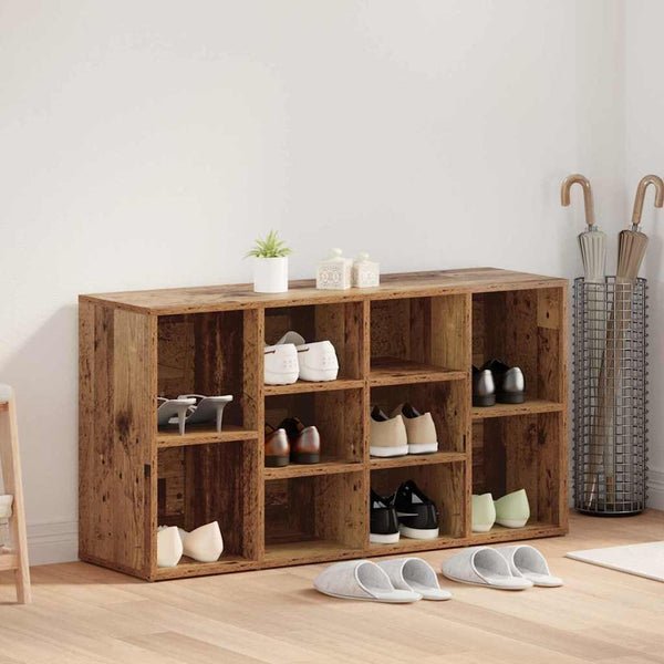 vidaXL Banc à chaussures avec étagère en bois de récupération 103 x 30 x 54,5 cm Bois d'ingénierie