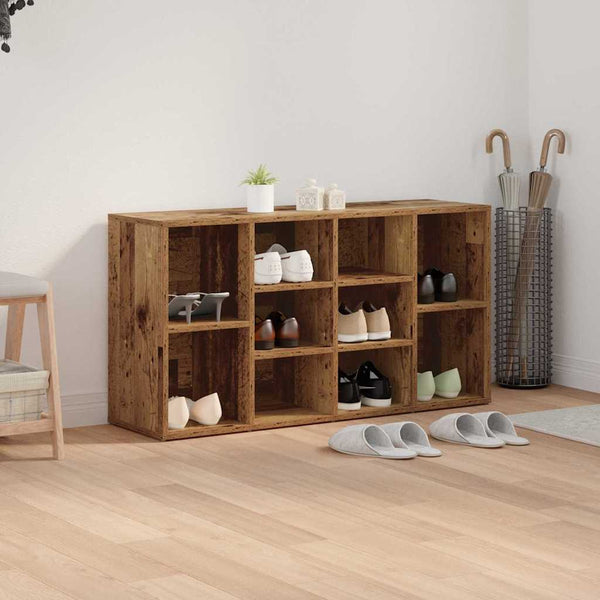vidaXL Banc à chaussures avec étagère en bois de récupération 103 x 30 x 54,5 cm Bois d'ingénierie