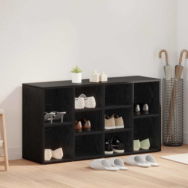 Schuhbank Schwarz Eichenoptik mit Stauraum