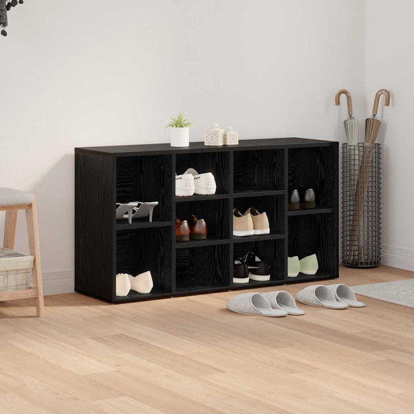 Schuhbank Schwarz Eichenoptik mit Stauraum