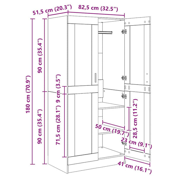 Kleiderschrank Altholz 82,5 cm