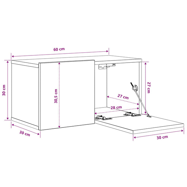 vidaXL Meuble TV, 2 pcs, multicolore, 60 x 30 x 30 cm, bois d'ingénierie