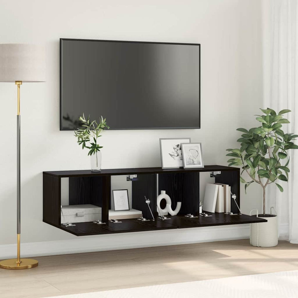 vidaXL Meuble TV 2 pcs Noir 60 x 30 x 30 cm Bois d'ingénierie