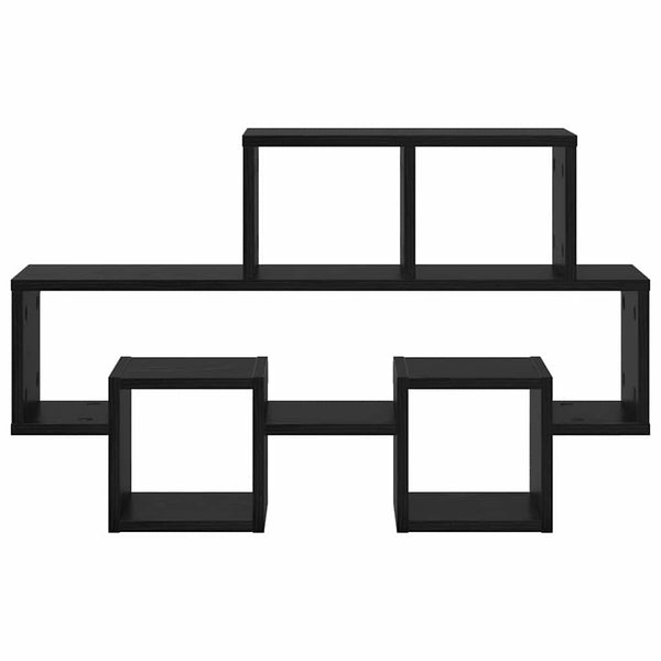 Schwarzes Wandregal Eichenoptik