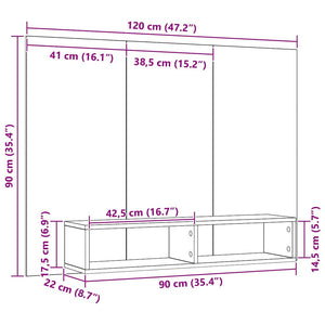 TV-Schrank Set Schwarz Eichen-Optik 120 cm