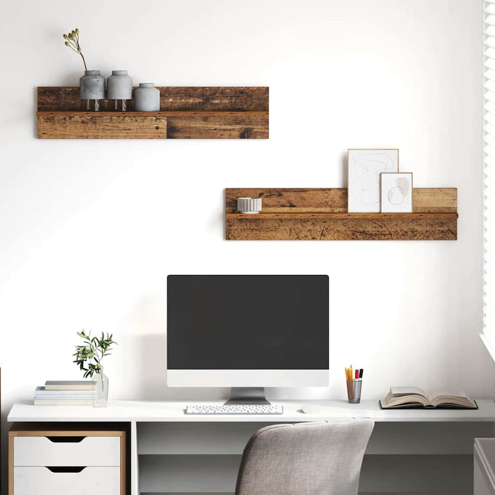 vidaXL Wall Shelf 2 pcs Reclaimed Wood 80 x 11.5 x 18 cm Engineered Wood
