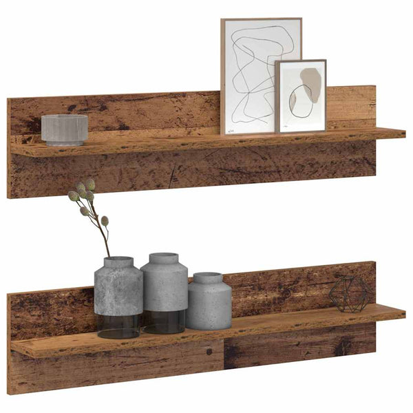 Wandregal 2er Set Altholz 80cm